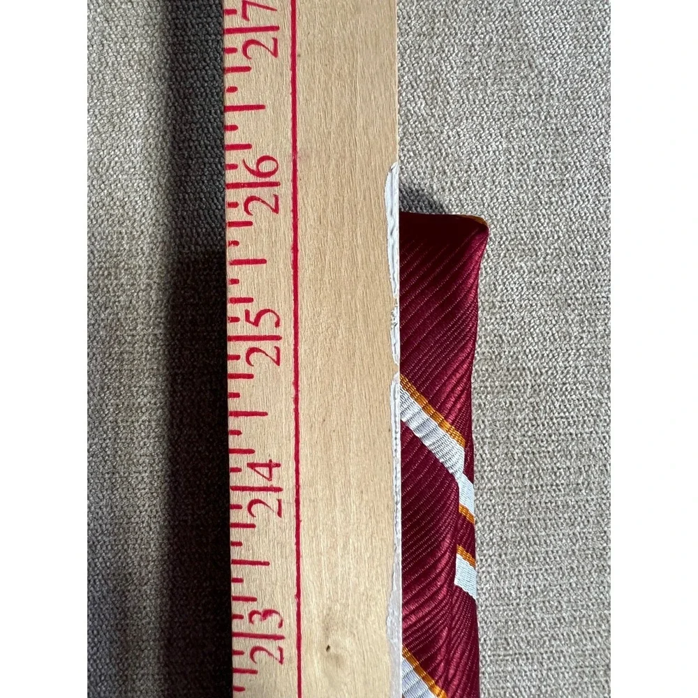 Vintage Anderson-Little Silk Tie Mens Burgundy Gold Striped Wemco 70s 80s 1056